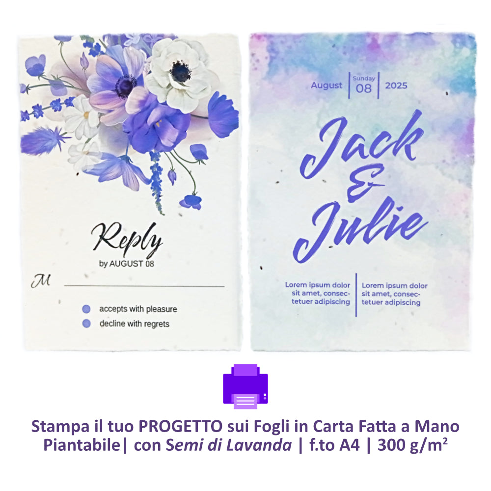 Fogli A4 Piantabili in Carta Artigianale | Semi Lavanda