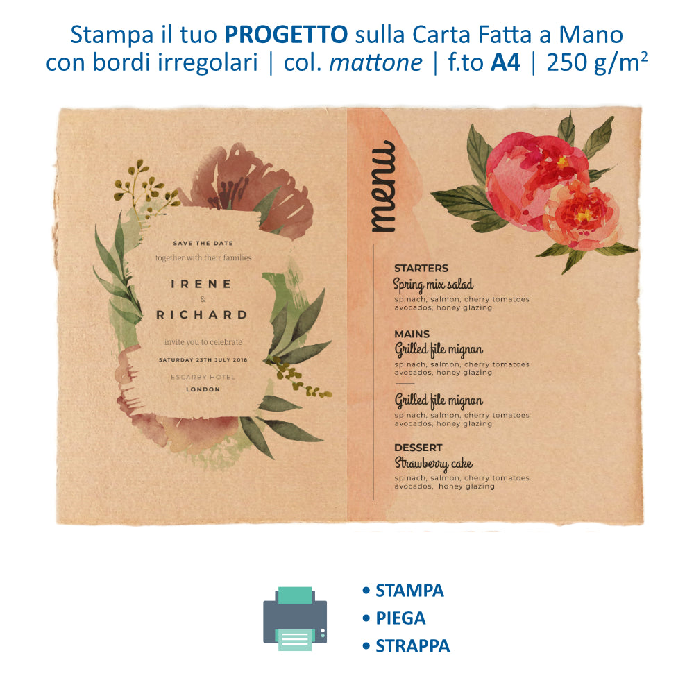 Fogli A4 Carta Artigianale Effetto Cotone | Pigmenti Naturali - 10 pz