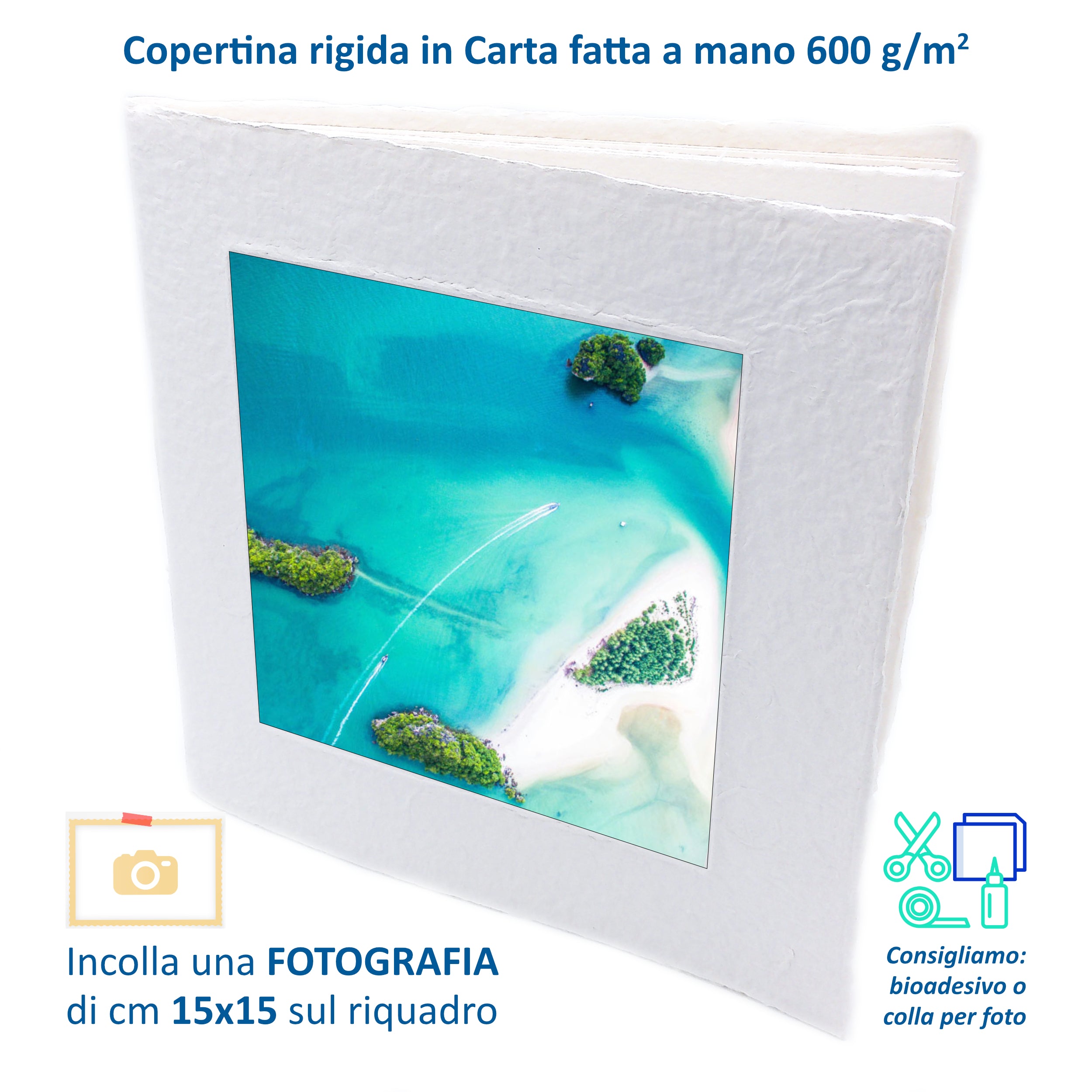 Album Fotografico Artigianale in Carta Riciclata Fatta a Mano | Scrapbooking Sostenibile 23x23 cm