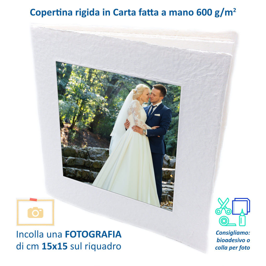 Album Fotografico Artigianale in Carta Riciclata Fatta a Mano | Scrapbooking Sostenibile 23x23 cm