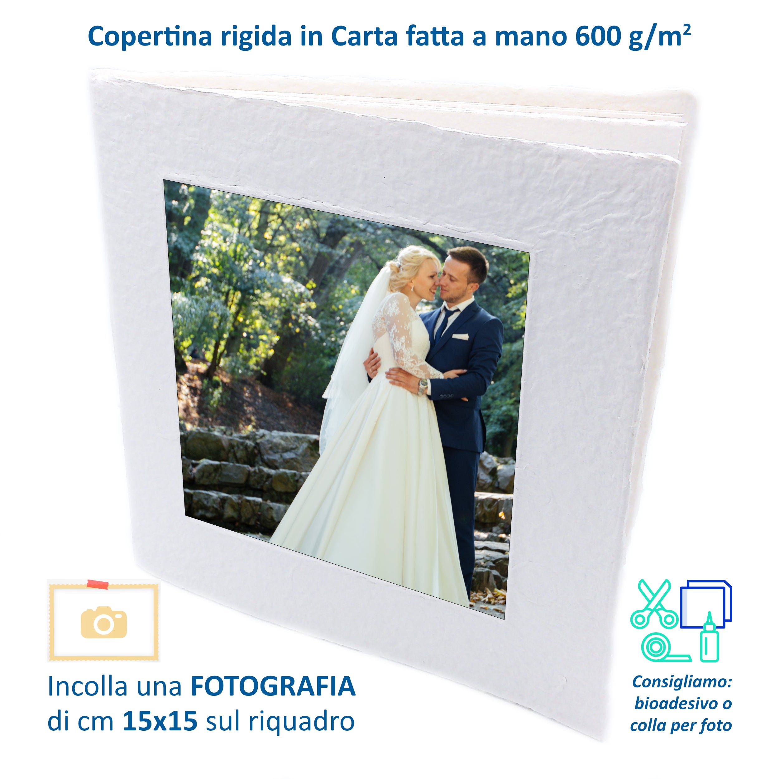 Album Fotografico Artigianale in Carta Riciclata Fatta a Mano | Scrapbooking Sostenibile 23x23 cm