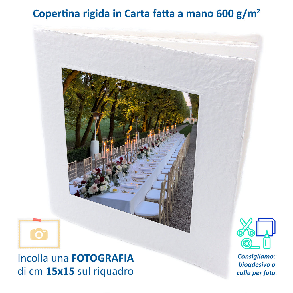 Album Fotografico Artigianale in Carta Riciclata Fatta a Mano | Scrapbooking Sostenibile 23x23 cm