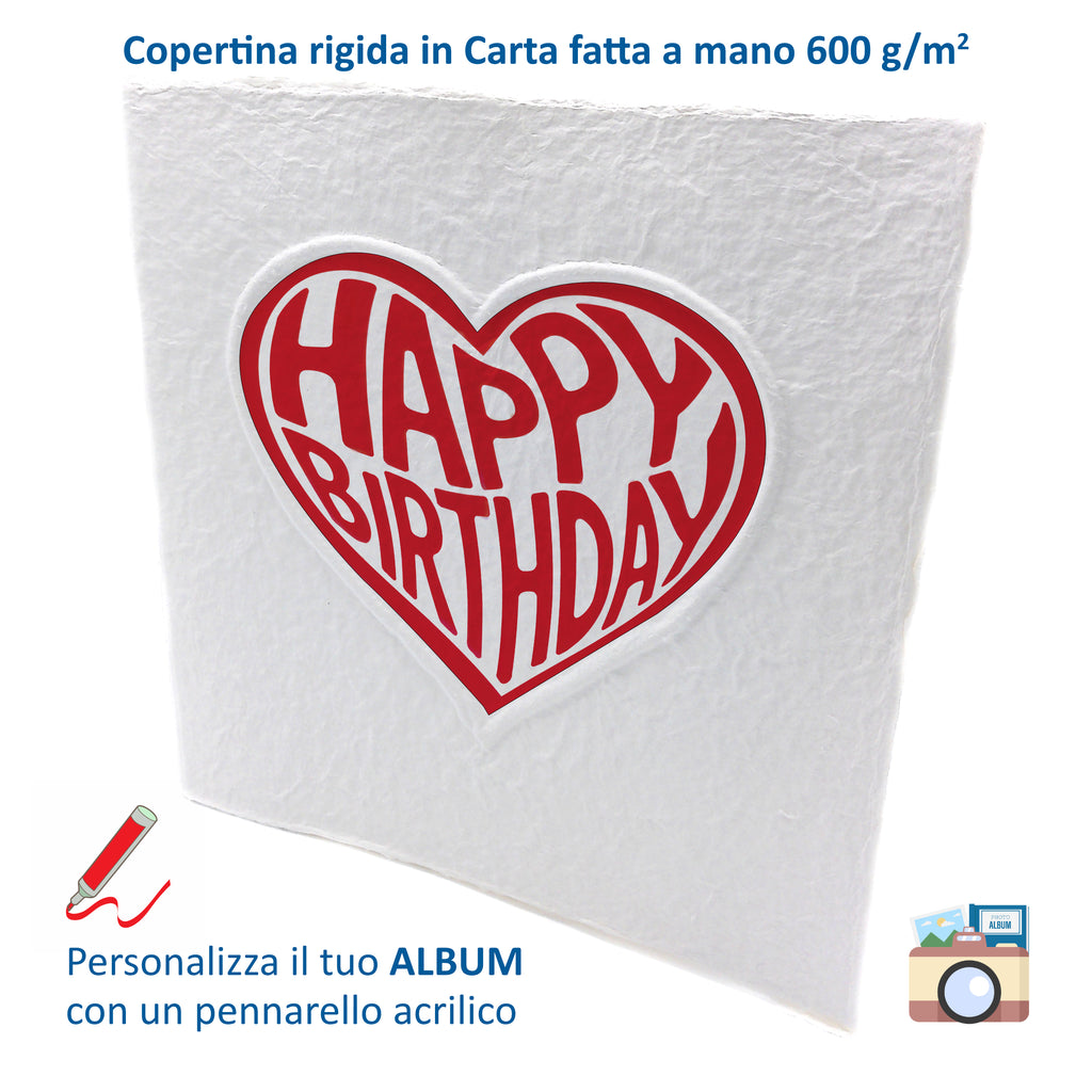 Album Fotografico con Cuore in Carta Riciclata Fatta a Mano | Scrapbooking Sostenibile 23x23 cm
