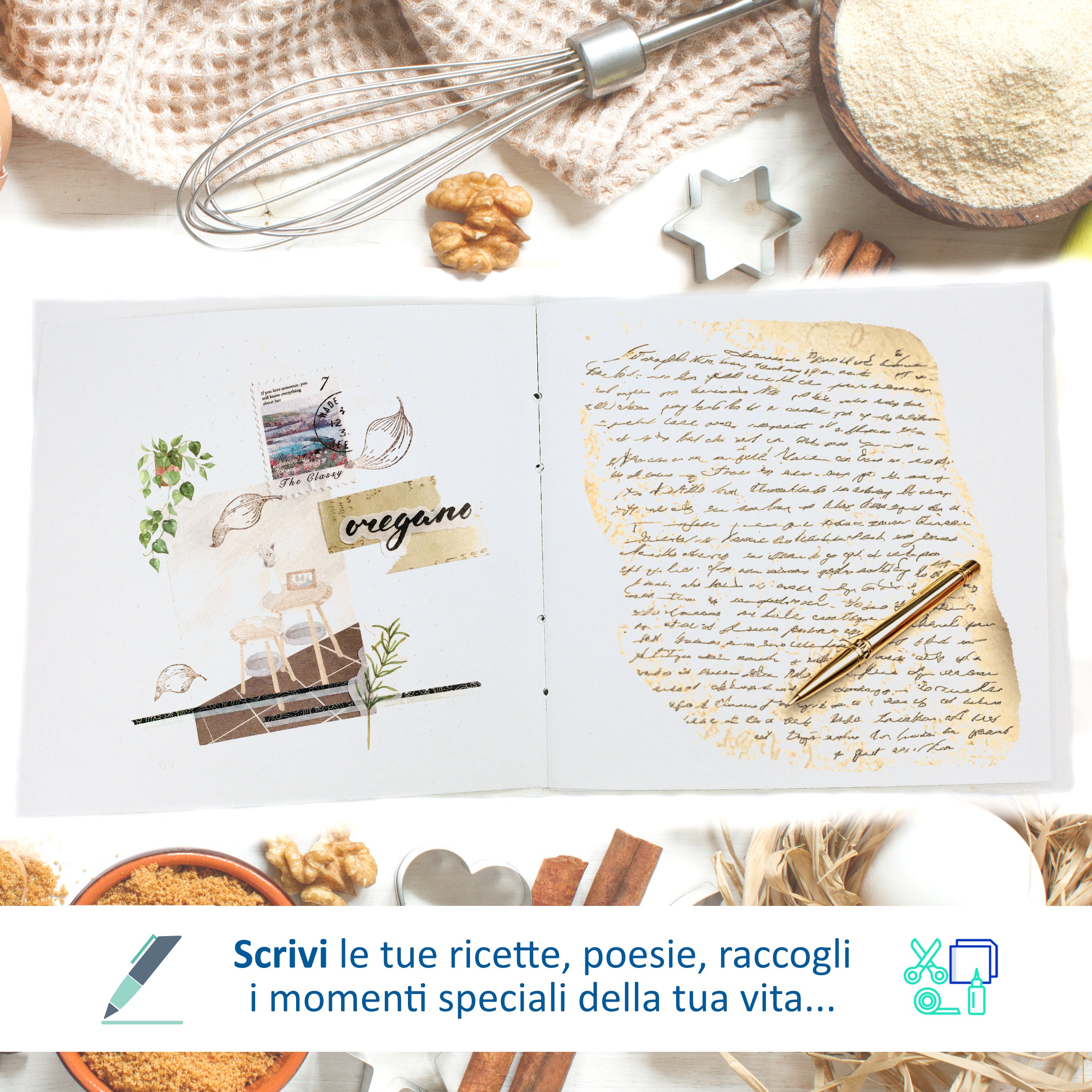 Album Fotografico Artigianale in Carta Riciclata Fatta a Mano | Scrapbooking Sostenibile 23x23 cm