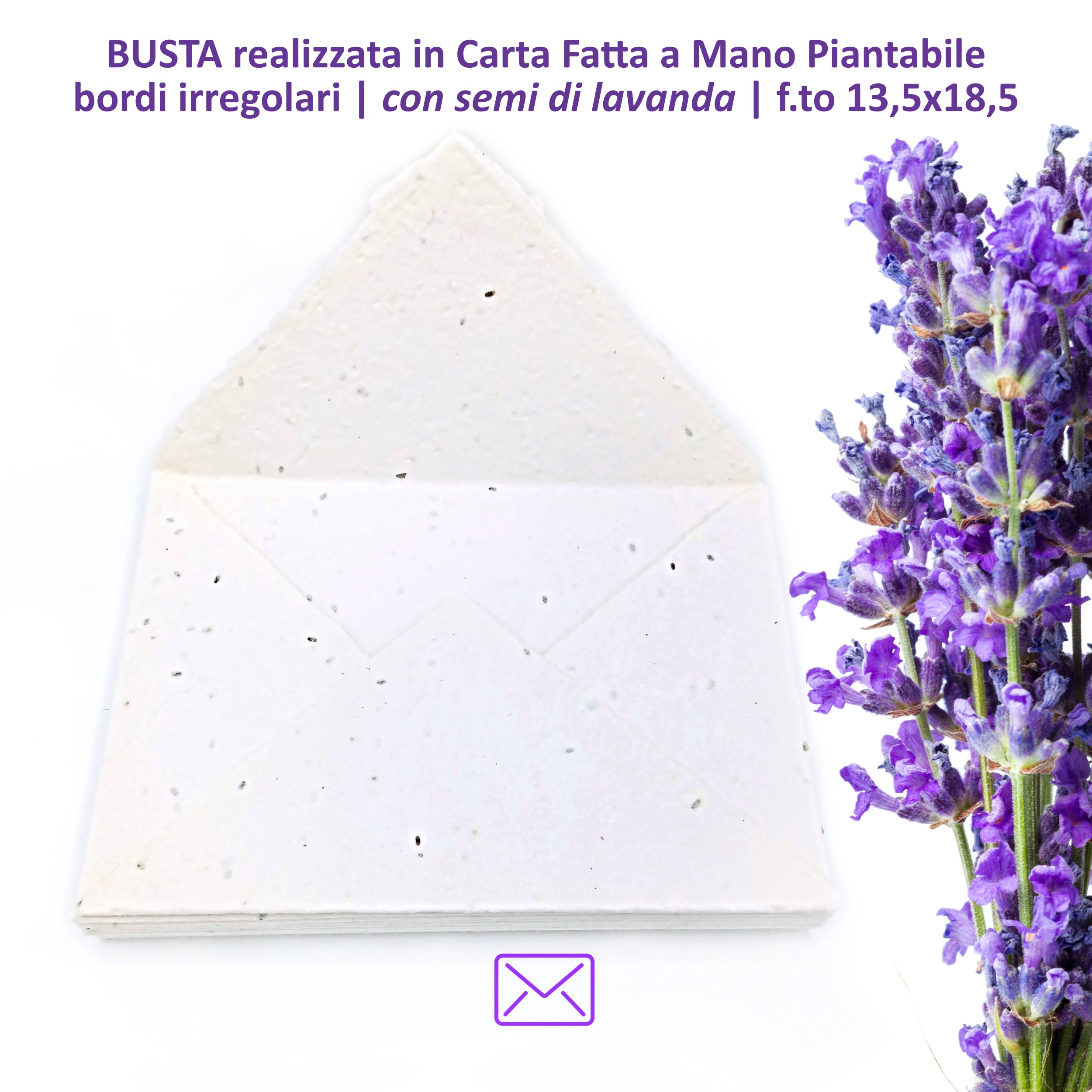 Buste Piantabili con Semi di Lavanda | Carta Artigianale Zero Waste - 10 pz