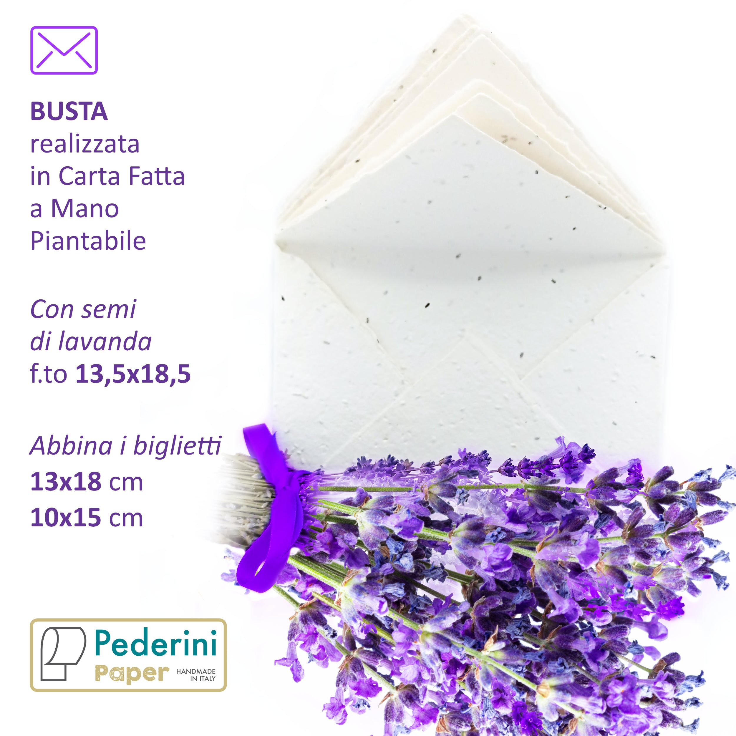 Buste Piantabili con Semi di Lavanda | Carta Artigianale Zero Waste - 10 pz